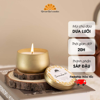 Nến Thơm Cao Cấp Cocomelon 04 VIVIAN Vivian Vu's Candles Hũ Thiếc 100gr Mùi Dưa Gang - Nến Thơm Sáp Đậu Nành Tự Nhiên