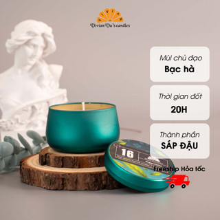Nến Thơm Cao Cấp Peppermint (16) VIVIAN Vivian Vu's Candles Hũ Thiếc 100gr - Nến Thơm Sáp Đậu Nành Tự Nhiên