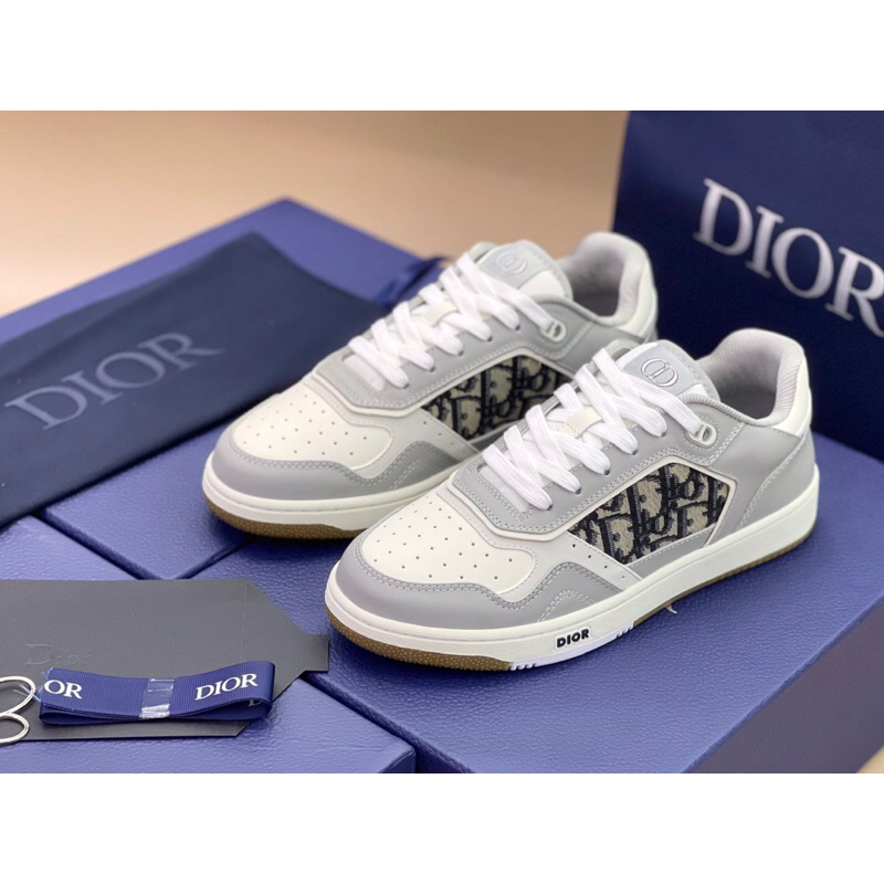 Hàng Có Sẵn!! Giày Sneakers Di,0r B27 Low Gray White Họa Tiết Monogram Phối Xám Cực Sang Trọng Nam Nữ