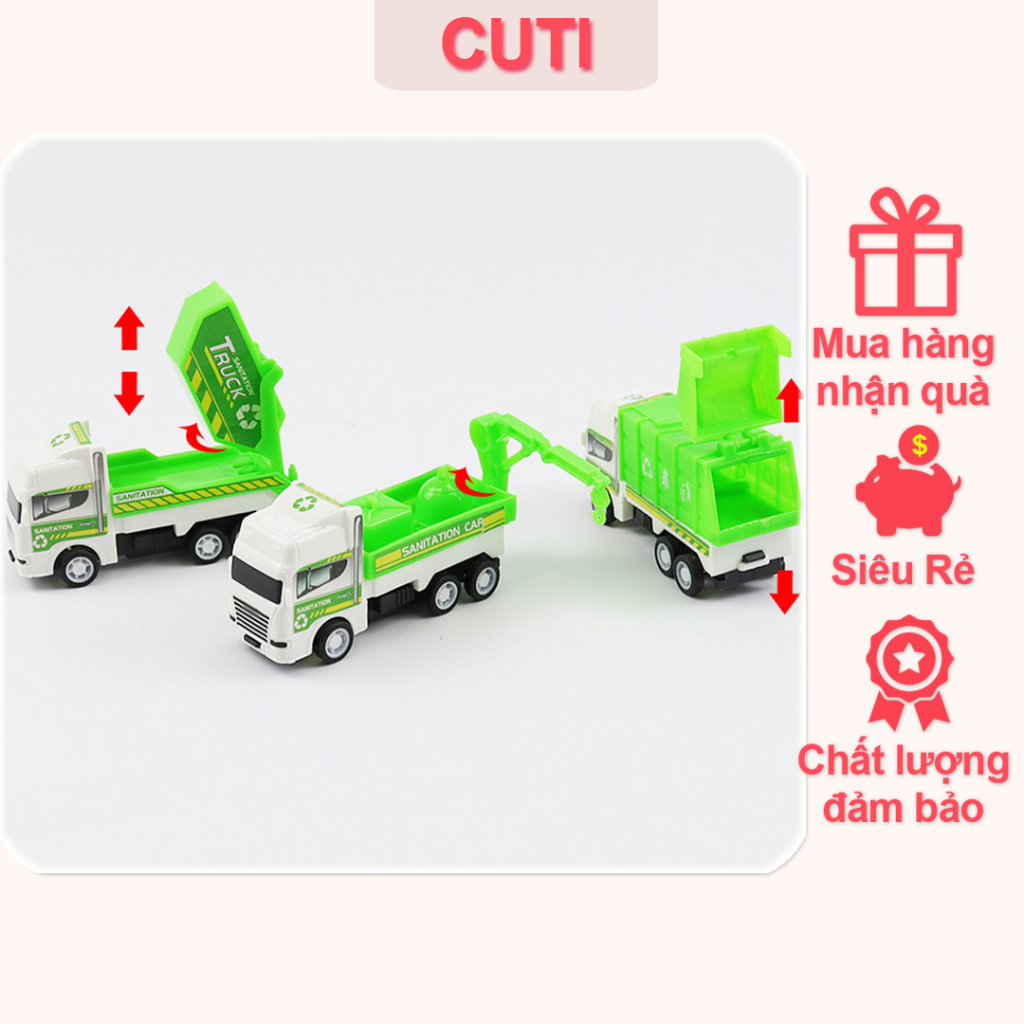 Combo 3 xe môi trường siêu rẻ, nhựa cứng chạy cót, đồ chơi cuti