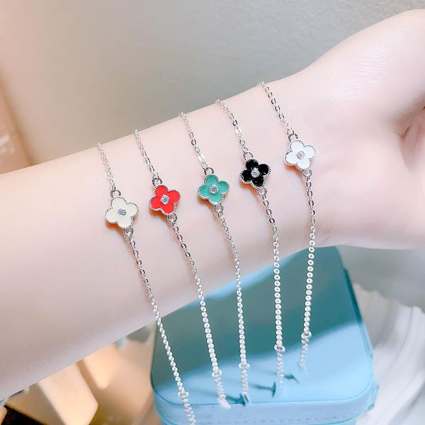 Lắc tay cỏ 4 lá thân xích đủ màu