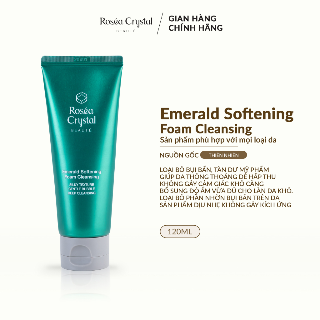 Sữa rửa mặt làm mềm da và sạch sâu Rosea Crystal Emerald Softening Foam Cleansing 120ml