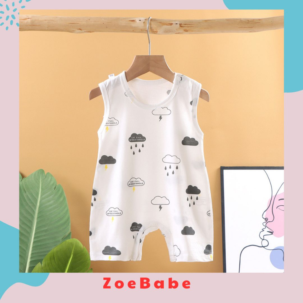 Bộ Liền Thân Body Đùi, Bodysuit Sơ Sinh Ba Lỗ 100% Cotton Thoáng Mát Cho Bé Trai Bé Gái Từ 3-14kg, Hàng Nhập Quảng Châu