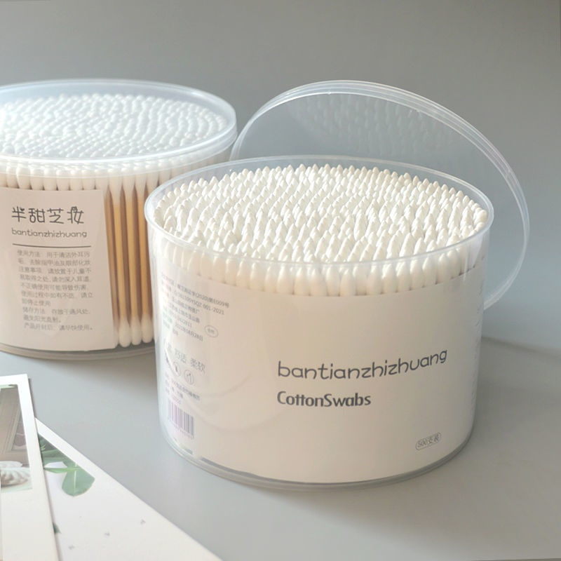Hộp 500 tăm bông ngoáy tai, tăm bông tiệt trùng thân gỗ thân thiện với môi trường