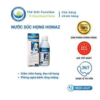 Homaz One - Nước súc miệng họng hỗ trợ nhiệt miệng, đau rát họng 150mL