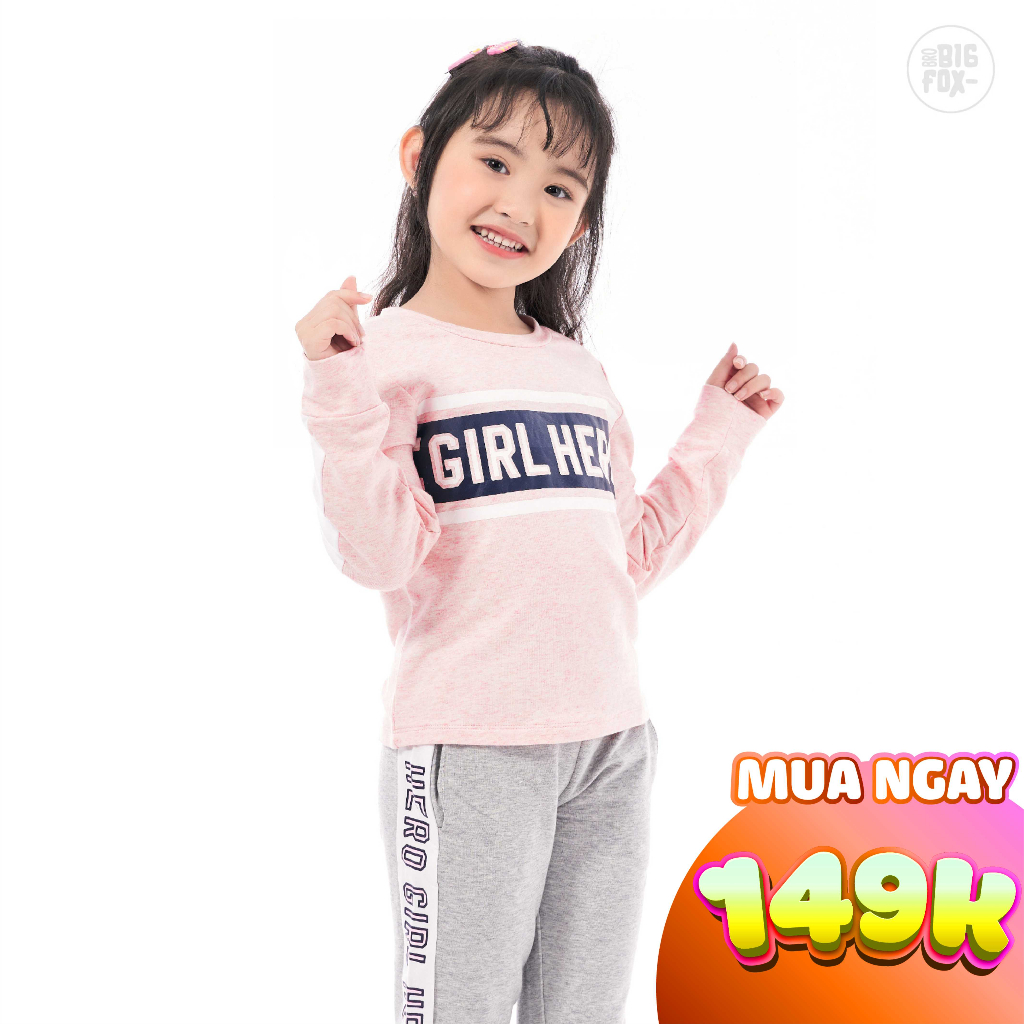 Bộ dài tay bé gái BIGFOX - MISS MEOW size đại, bộ thu đông cho bé phong cách Hàn Quốc hình in Girl Hero 20 - 47kg QATE