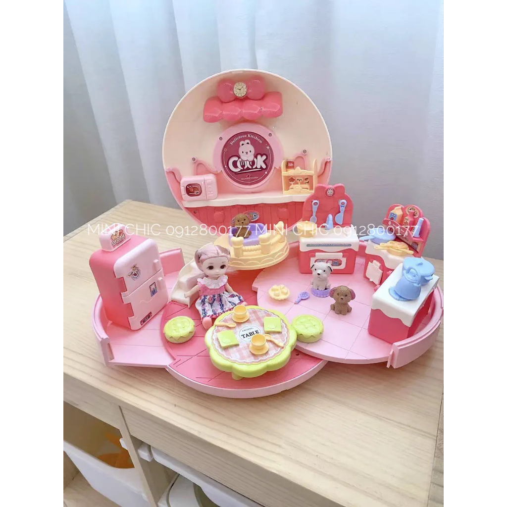 Balo đồ chơi  ngôi nhà thỏ hình bánh donut có dây đeo