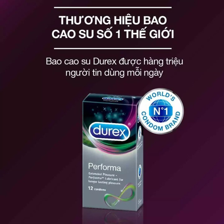 Combo 3 hộp bao cao su Durex Performa hộp 12chiếc, kéo dài thòi gian, cam kết giá tốt
