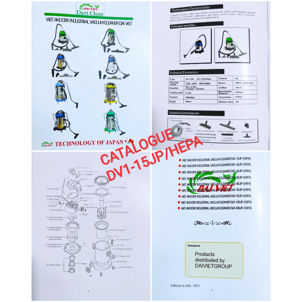 Máy Hút Bụi Gia Đình-Cửa Hàng-Văn Phòng  -15 Lít, 2200W -Sử Dụng Cho  -Hút Bụi và Nước