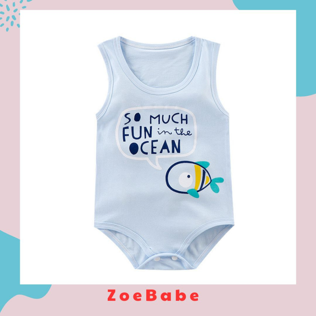 Body Chip, Bodysuit Ba Lỗ  Cho Bé Trai Bé Gái 100% Cotton Thoáng Mát Mùa Hè, Hàng Quảng Châu Cao Cấp