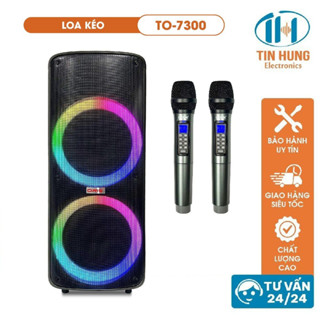 Loa di dộng karaoke blutooth ORIS TO-7300 bass 25cm x 2, loa kẹo kéo tặng kèm 02 mic sóng UHF - ORIS Professional