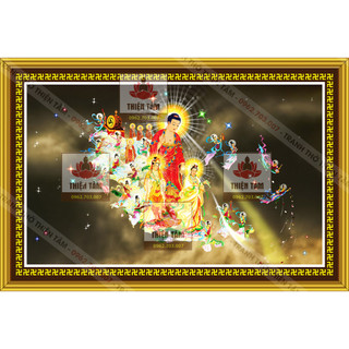 [NHIỀU MẪU] Tranh Tây Phương Cực Lạc dán tường khổ lớn 60x90cm bằng decal ôtô 3 lớp cao cấp, bền đẹp