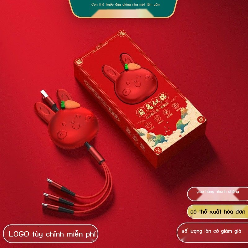 Cáp sạc điện thoại siêu nhanh siêu đẹp siêu bền hình con mặt thỏ có thể kéo thu độ dài của dây