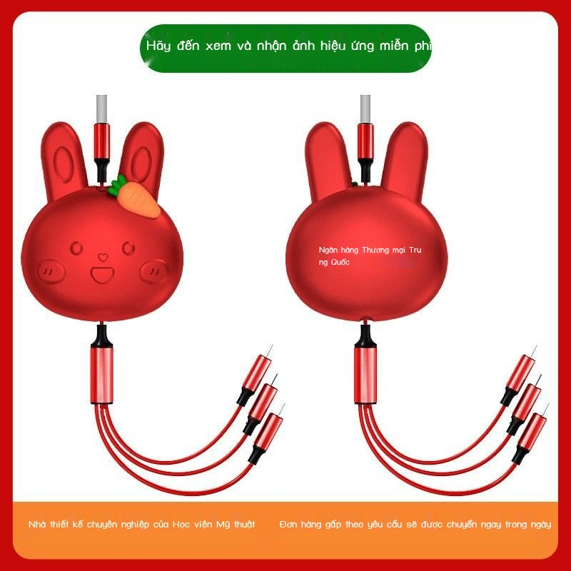 Cáp sạc điện thoại siêu nhanh siêu đẹp siêu bền hình con mặt thỏ có thể kéo thu độ dài của dây