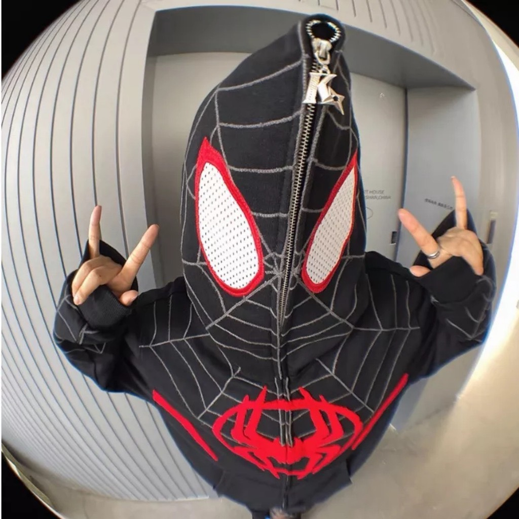 Áo Khoác, Áo Hoodie Zip Người Nhện Chất Vải Nỉ Cotton 100%