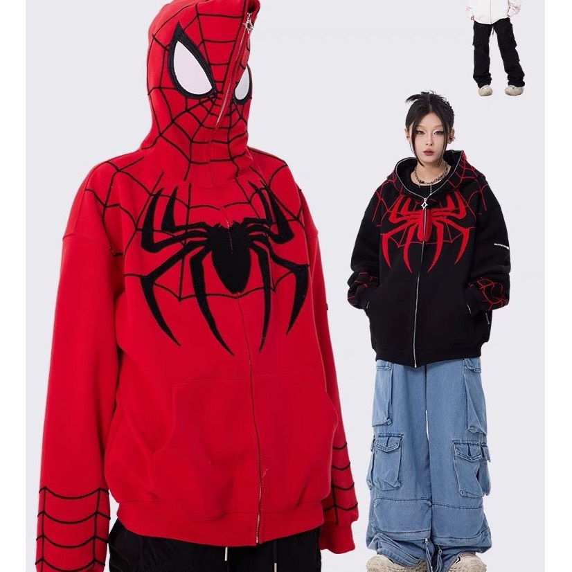 Áo Khoác, Áo Hoodie Zip Người Nhện Chất Vải Nỉ Cotton 100%