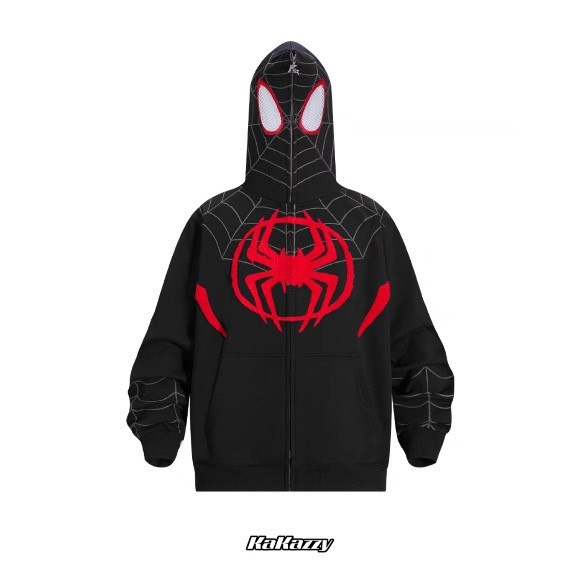 Áo Khoác, Áo Hoodie Zip Người Nhện Chất Vải Nỉ Cotton 100%