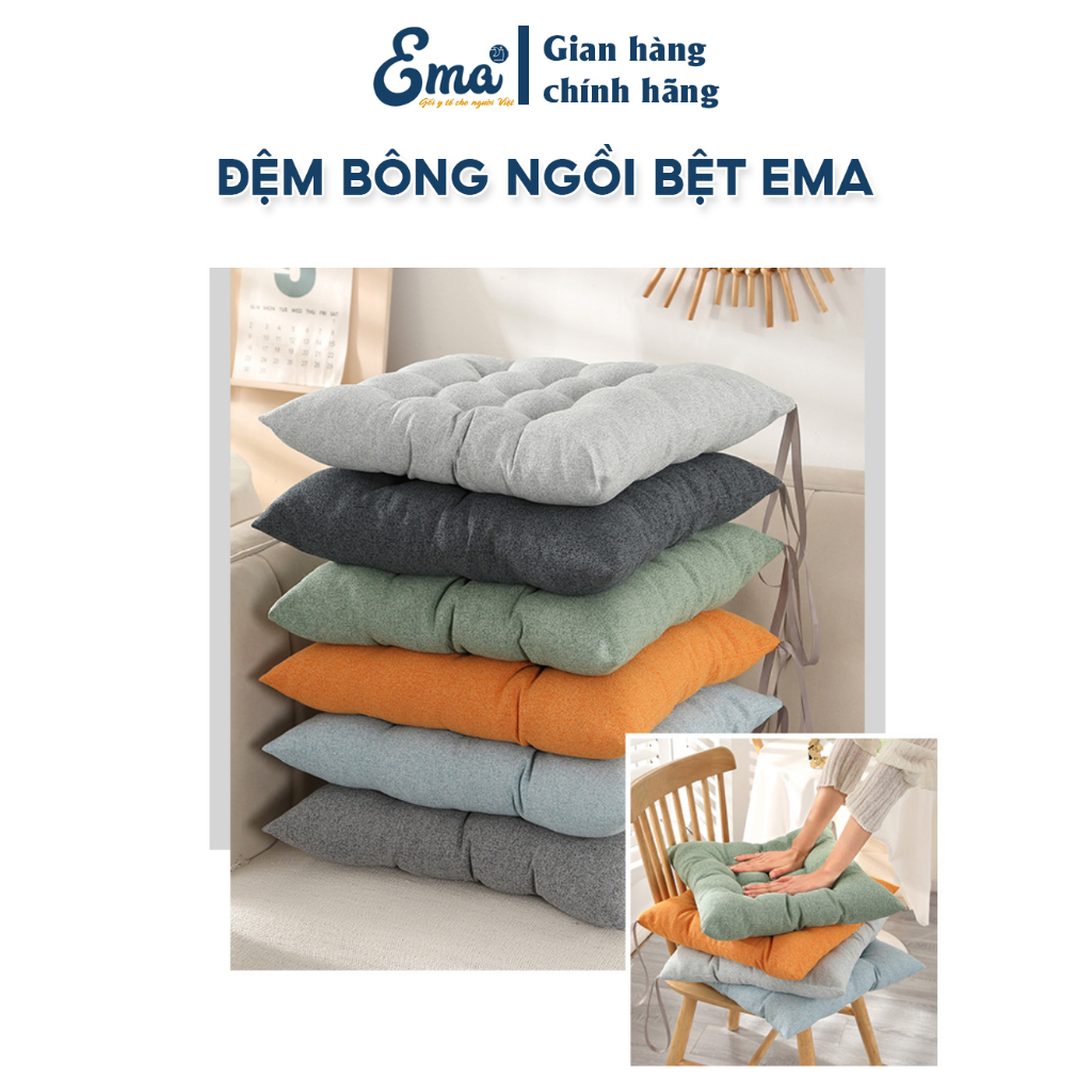 Đệm ngồi bệt ruột bông êm ái Ema kích thước 40x40cm  - Họa tiết trẻ trung, thanh nhã