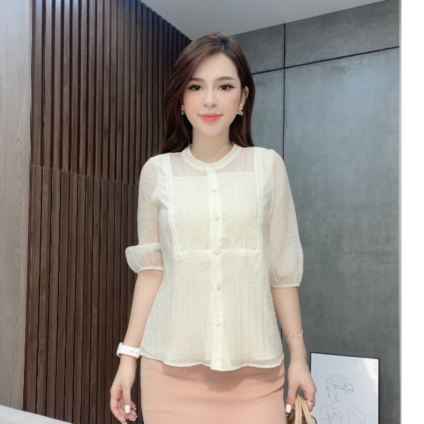 Áo Ren Cổ Tàu Liin Clothing Tay Bồng Cao Cấp - AKL270SBE-S23