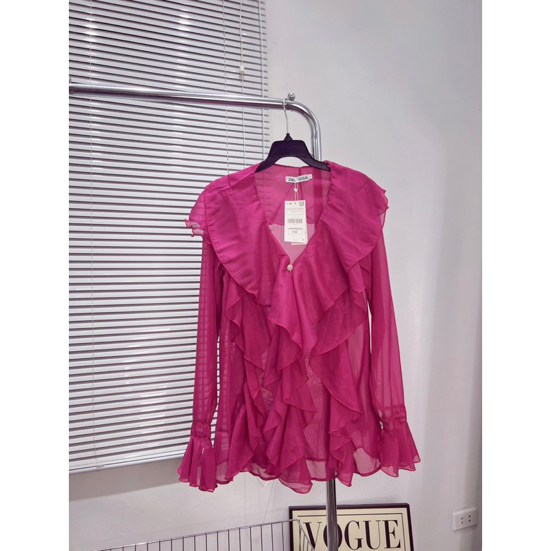 Áo sơ mi bèo màu hồng babydoll cực xinh