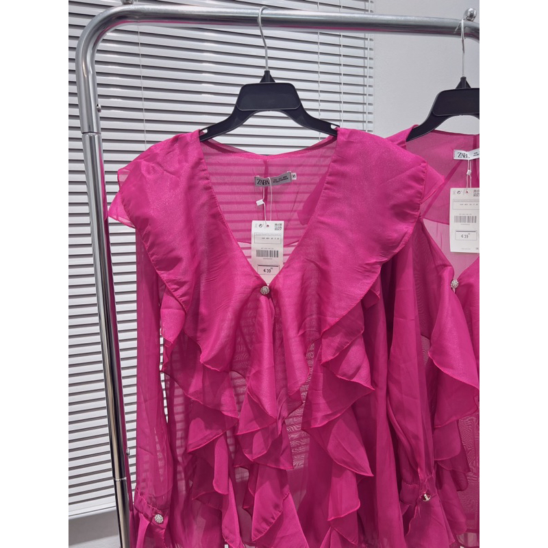 Áo sơ mi bèo màu hồng babydoll cực xinh