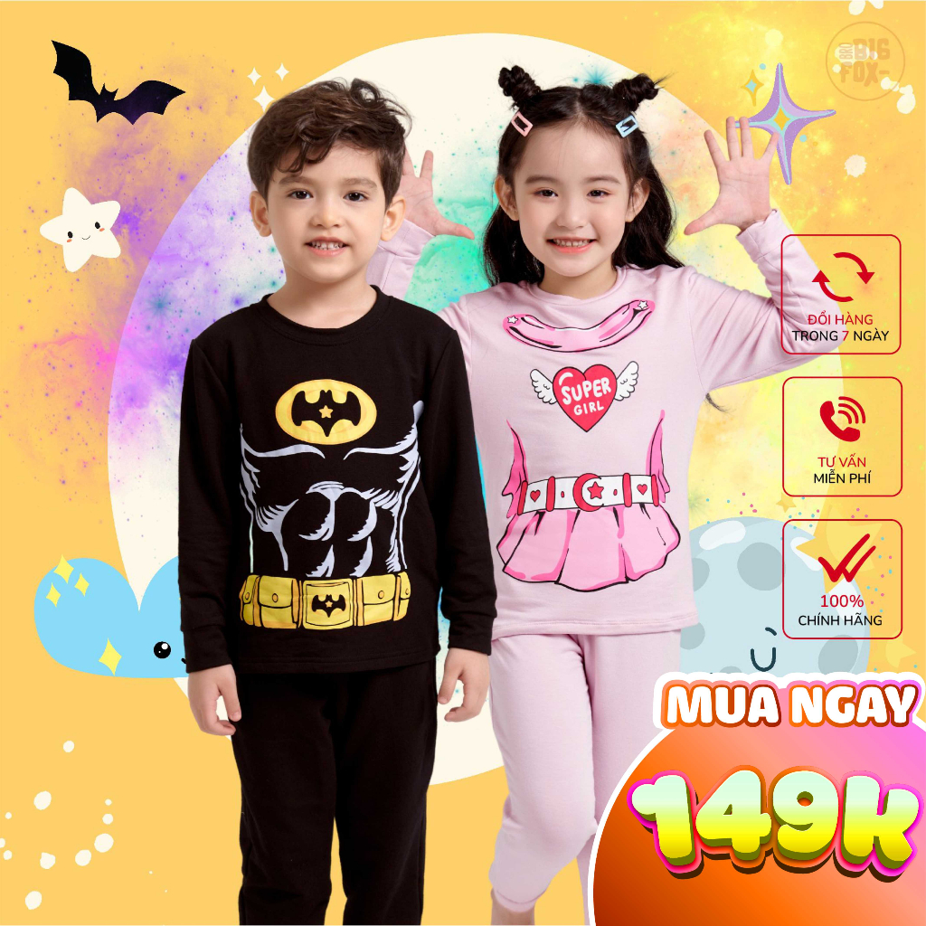 Bộ đồ quần áo trẻ em thu đông dài tay hóa trang siêu nhân Halloween cho bé gái bé trai lớn Bigfox miss meow 12 - 29kg