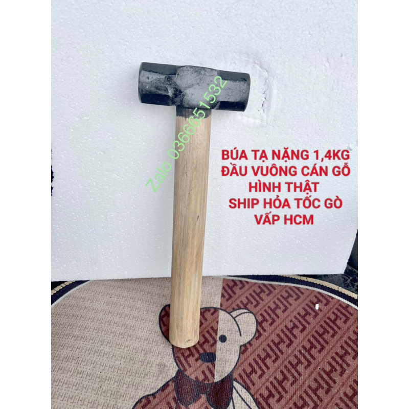 BÚA ĐẦU VUÔNG SẮT NẶNG 1,4kg CÁN GỖ-CHUẨN CÂN NẶNG LOẠI TỐT HÌNH THẬT