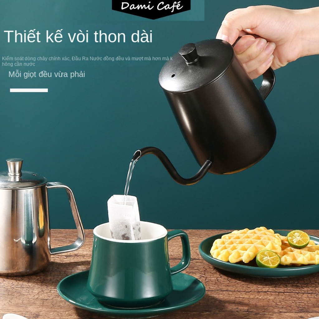 ấm rót nước cổ ngỗng 350/600ml ấm cổ ngỗng 304 Thép không gỉ cấp thực phẩm bình cổ ngỗng bình pha cà