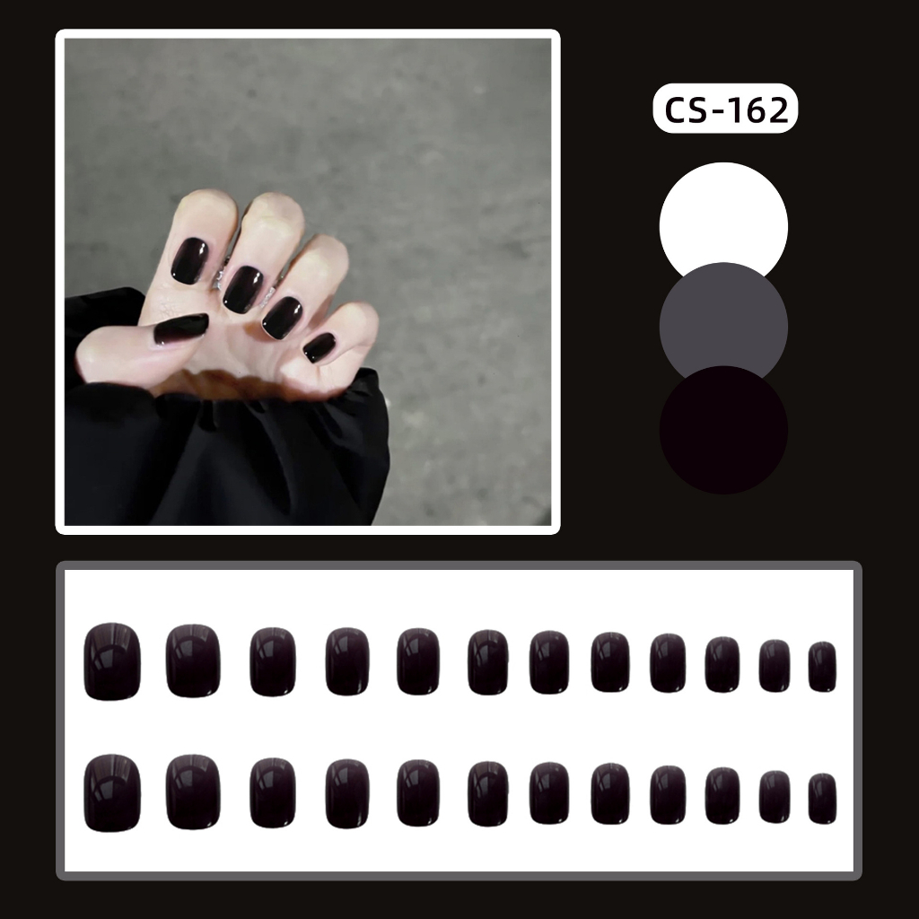 Móng Tay Giả Màu Trơn Xuneoshop Kèm Keo Không Hộp