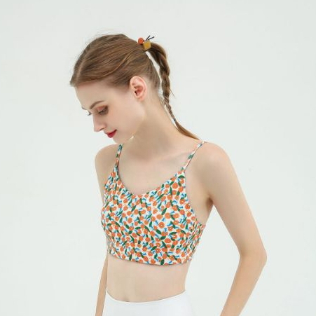 Áo tập yoga tập gym aerobic Quảng Châu cao cấp hoa nhí hở lưng phong cách trẻ trung