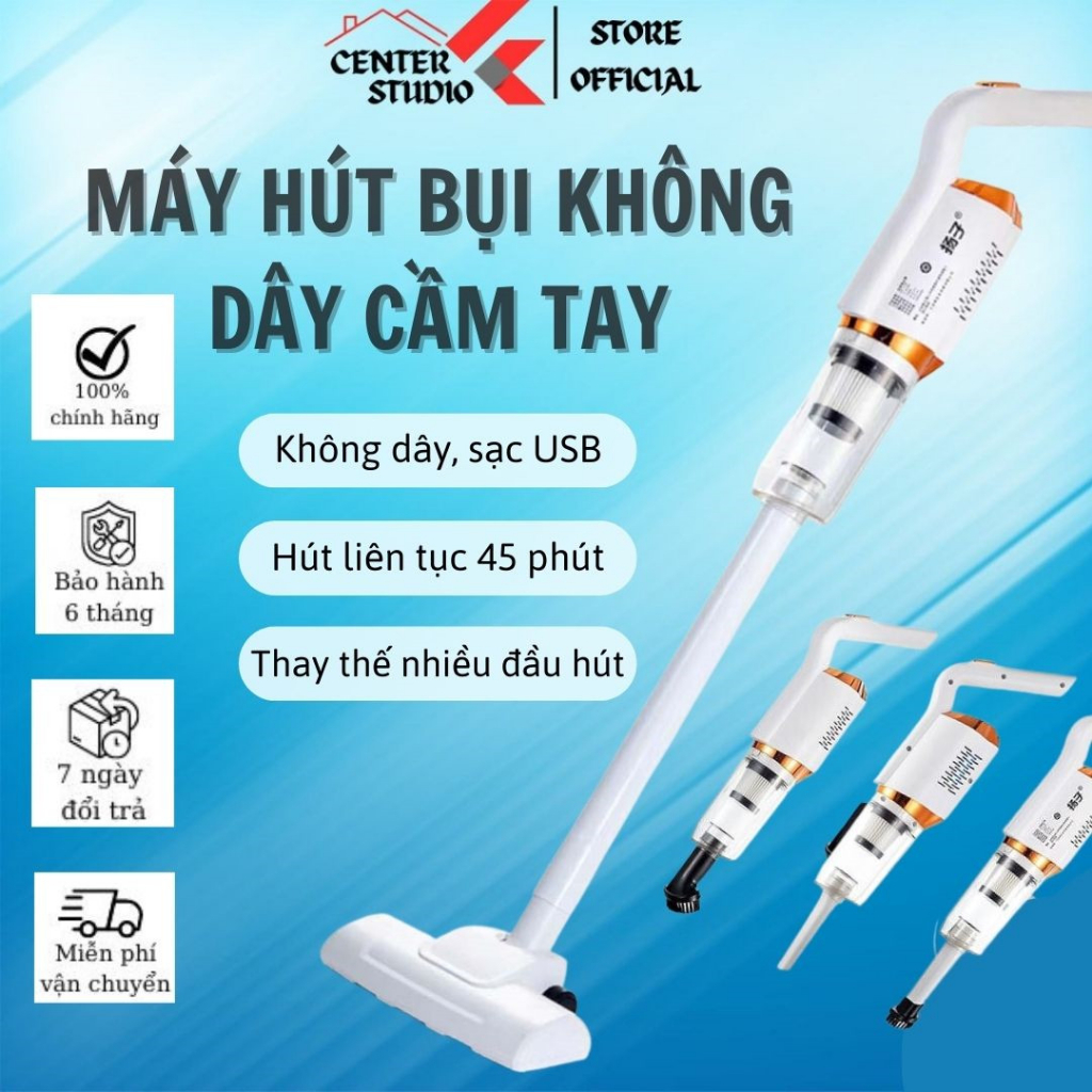 Máy Hút Bụi cầm Tay Không Dây 2023, Hút Bụi Giường Nệm, ÔTÔ..Sạc Không Dây, Máy Lau Nhà Tự Động Thông Minh