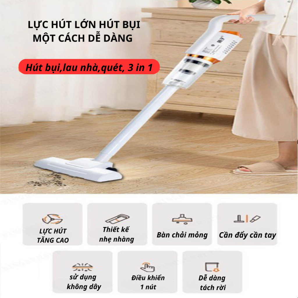 Máy Hút Bụi cầm Tay Không Dây 2023, Hút Bụi Giường Nệm, ÔTÔ..Sạc Không Dây, Sản Phẩm Thông Minh