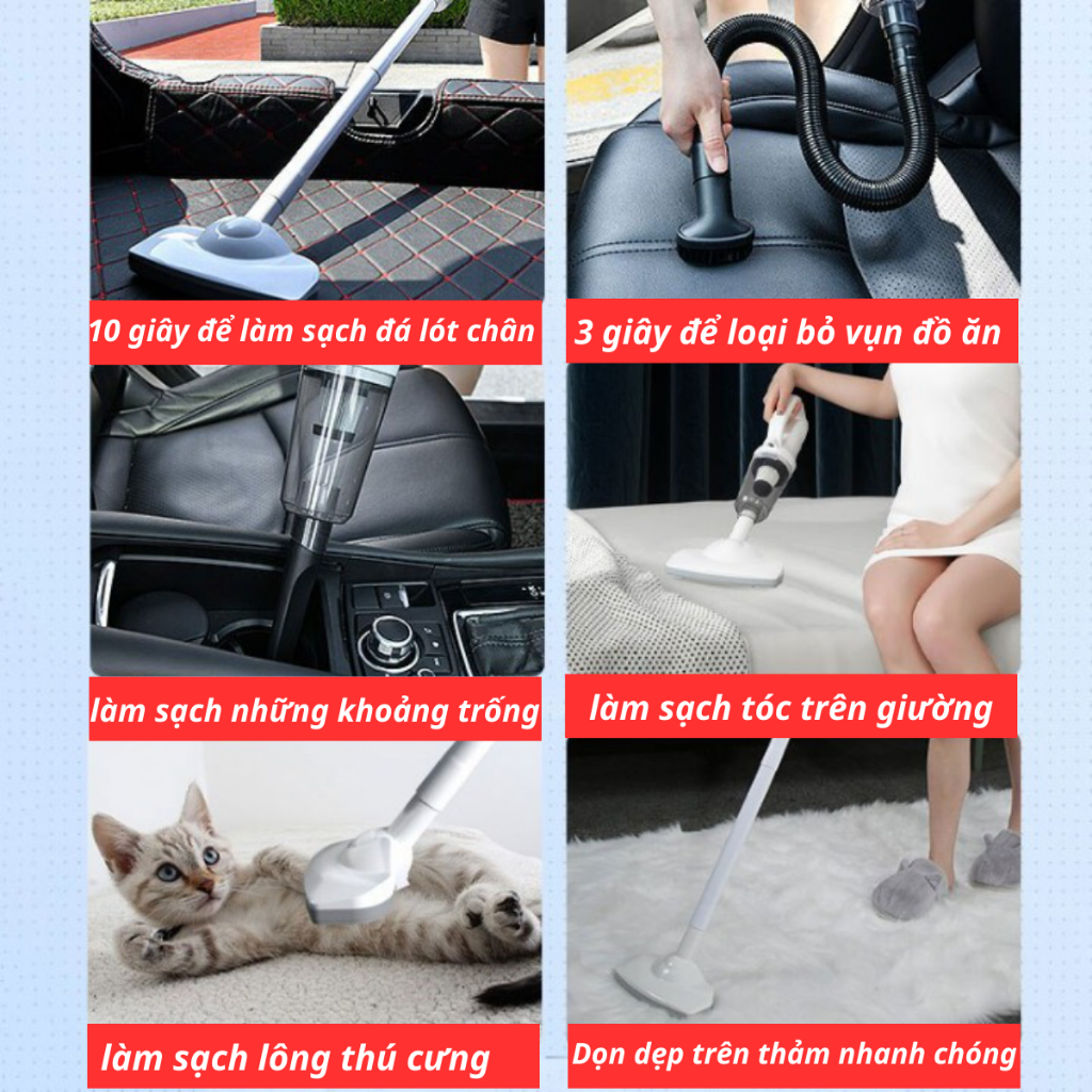 Máy Hút Bụi cầm Tay Không Dây 2023, Hút Bụi Giường Nệm, ÔTÔ..Sạc Không Dây, Sản Phẩm Thông Minh