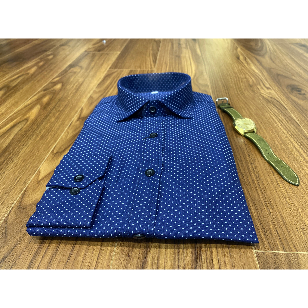 Áo Sơ Mi Nam DÀI TAY XANH CHẤM BI , CHẤT MÁT MỊN , HÀNG LẺ SIZE XẢ NÊN SỐ LƯỢNG CÓ HẠN