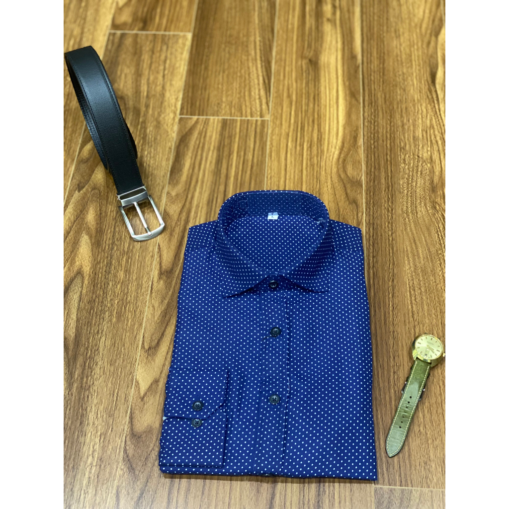 Áo Sơ Mi Nam DÀI TAY XANH CHẤM BI , CHẤT MÁT MỊN , HÀNG LẺ SIZE XẢ NÊN SỐ LƯỢNG CÓ HẠN
