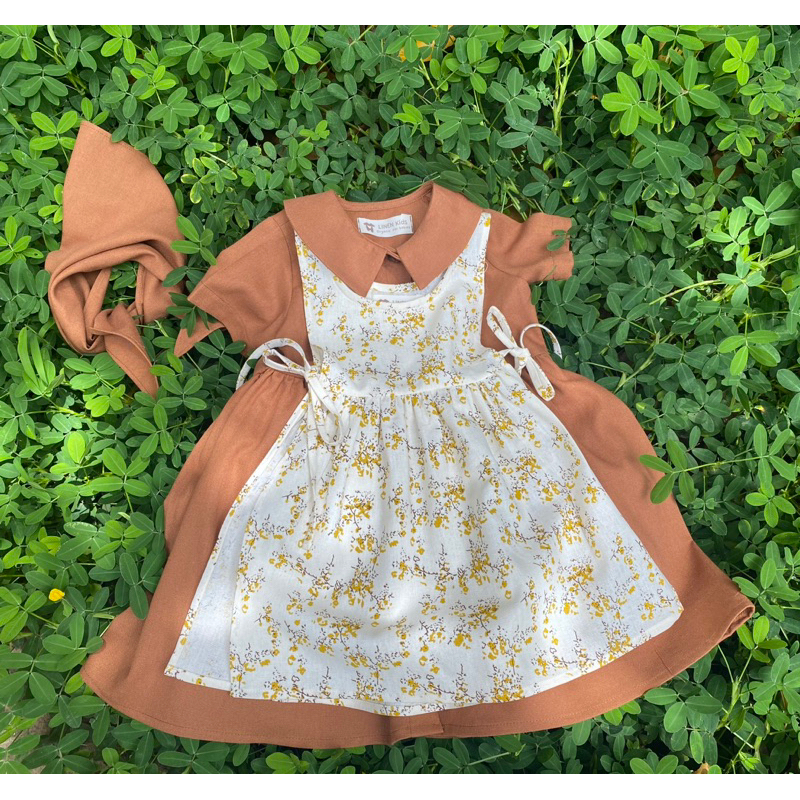 Set Đầm linen vintage kèm khăn