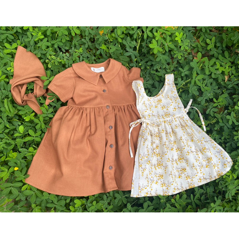 Set Đầm linen vintage kèm khăn