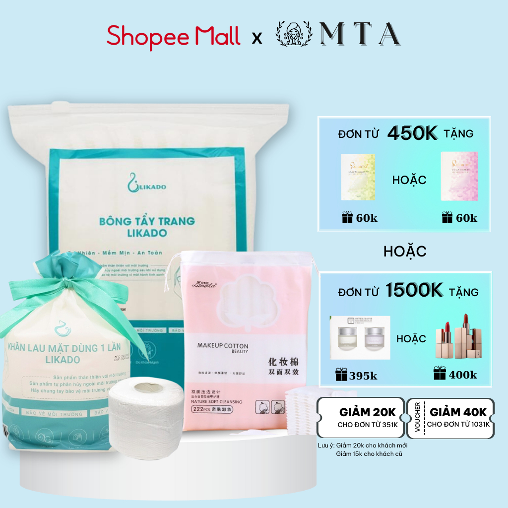 Bông tẩy trang 222 miếng Likado và Lameila chất liệu Cotton chất lượng tốt hơn Cotton Pads