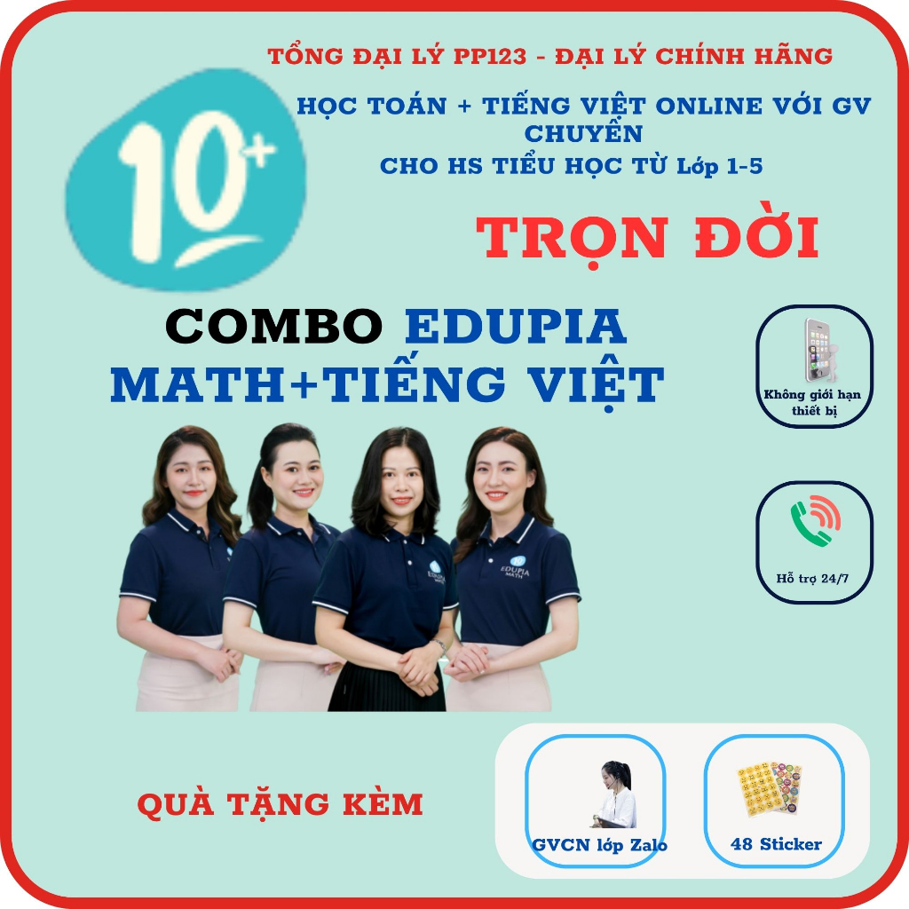 COMBO Edupia Math và Edupia Tiếng Việt Trọn đời cho HS tiểu học