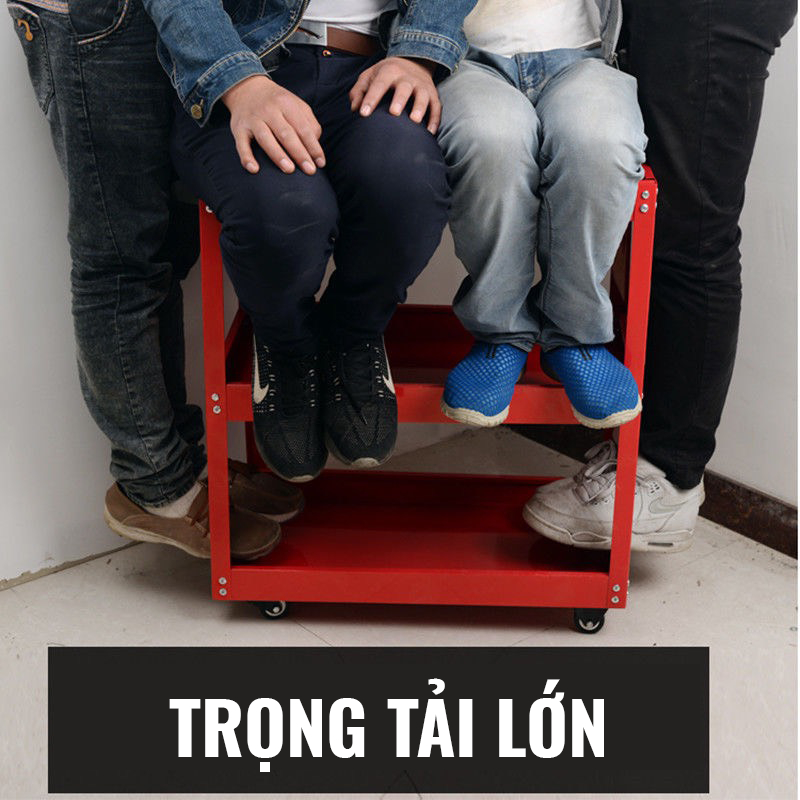 Xe đẩy dụng cụ 3 tầng có tay cầm và bánh xe