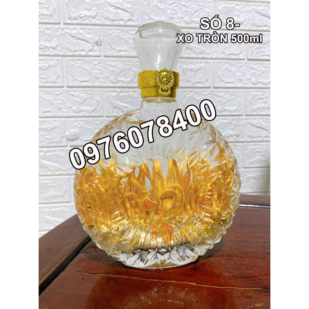 Vỏ Chai Thủy Tinh XO Tròn Đựng Rượu 500ml, Bình Ngâm Rượu XO Cao Cấp, CTT-08