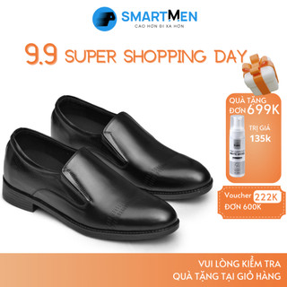 Giày lười da bò Tăng chiều cao SMARTMEN GL-11 Đen