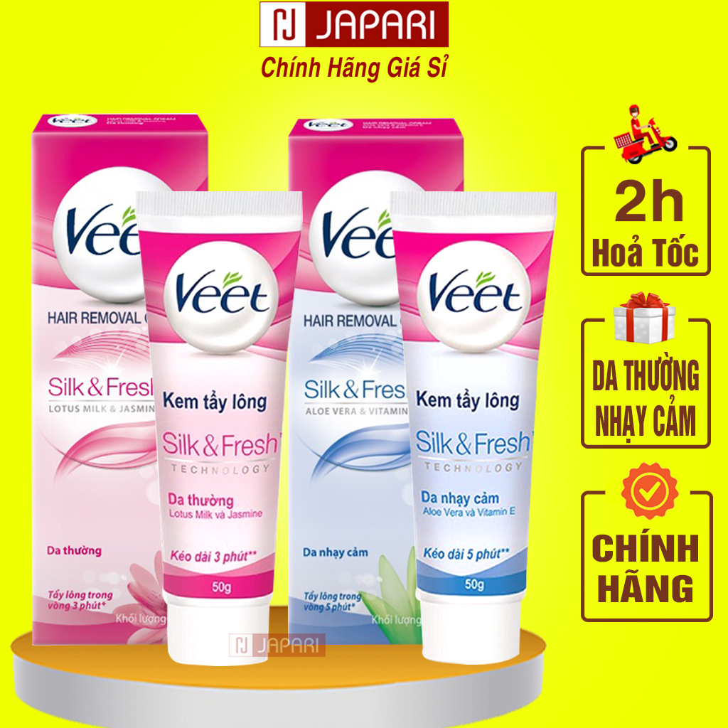 Kem Tẩy Lông Veet CHÍNH HÃNG- Tẩy Lông Vùng Kín Bikini, Nách, Lông Chân Tay Mặt Da Nhạy Cảm - Wax Lông Cho Nam Nữ Japari