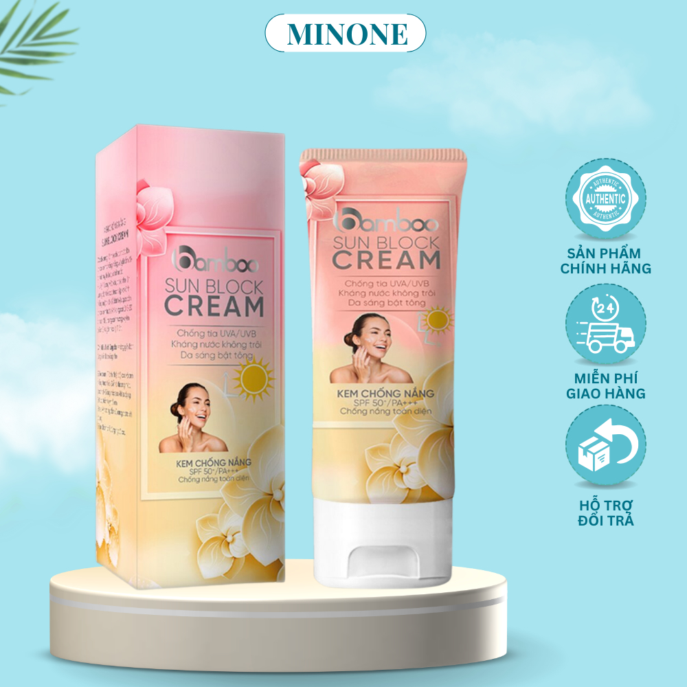 Kem chống nắng Bamboo nâng tone dưỡng da chuyên sâu, chống nắng toàn diện lâu trôi SPF50+ PA+++
