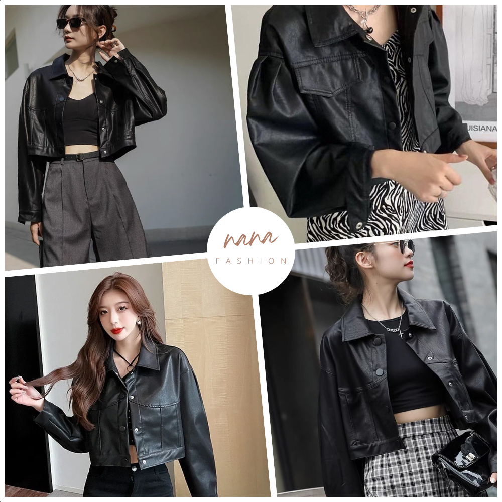 Áo khoác da croptop basic, áo khoác da nữ phong cách cá tính trẻ trung năng động | BigBuy360 - bigbuy360.vn