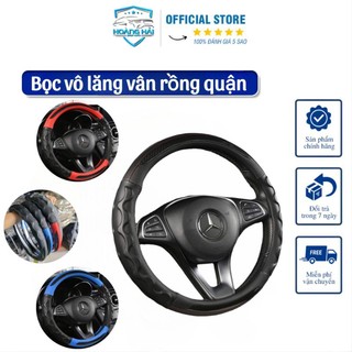Bọc vô lăng ô tô, xe hơi chất liệu da phối cacbon may vân rồng chất liệu cao cấp