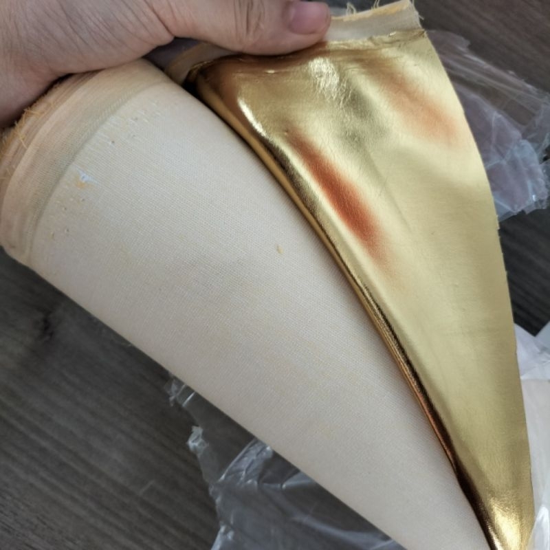 Vải bóng vàng giả da mềm