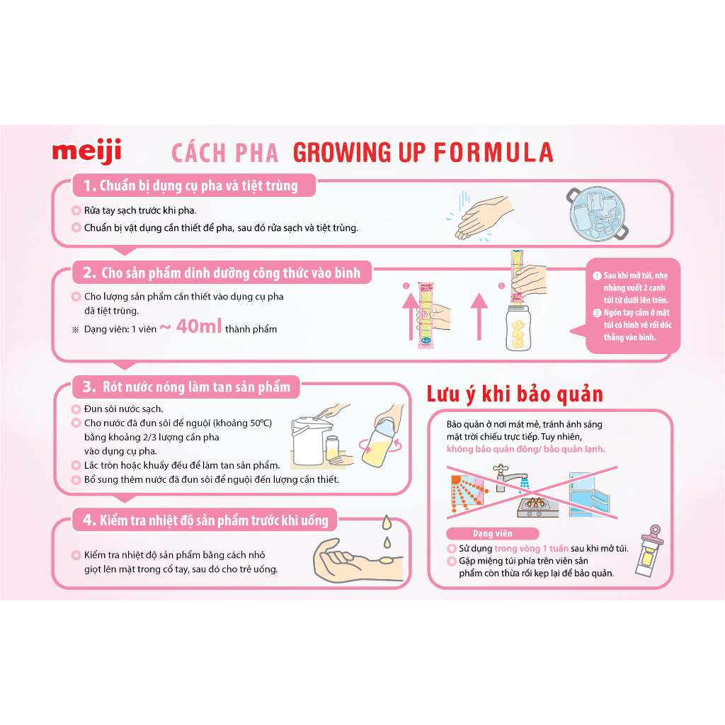 Sữa dạng thanh Meiji Growing Up Formula EZcube - Nhập khẩu chính hãng (448g)