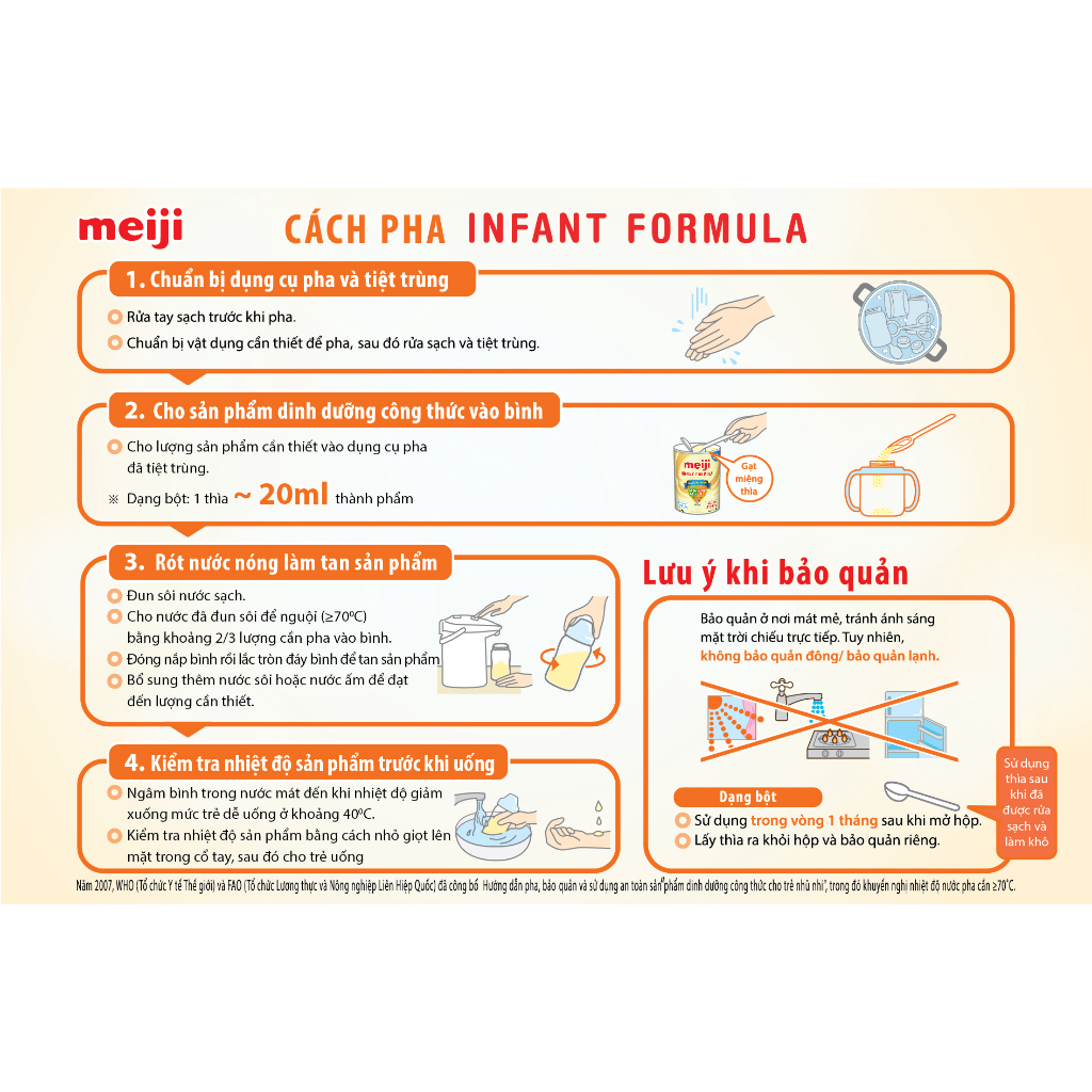 Combo 2 lon Sữa dạng bột Meiji Infant Formula – Nhập khẩu chính hãng