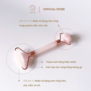 Cây lăn massage mặt đ.á thạch anh hồng tự nhiên giúp nâng cơ, giảm nếp nhăn CARA GEM CR63
